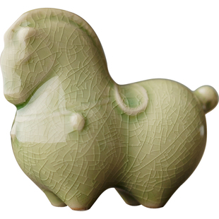 马年生肖可养开片唐马茶宠摆件陶瓷桌面装饰客厅摆设招财乔迁礼物