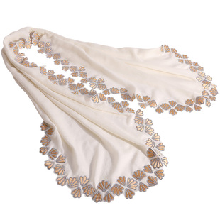 WO*家主打款 玉兰烫钻进口山羊绒pashmina贴布围巾披肩殿堂级礼品