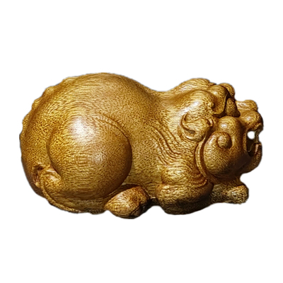 金丝楠木男士随身手把件貔貅金蟾