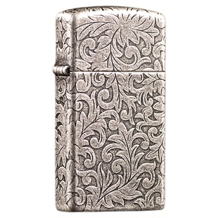打火机Zippo正版古银纤巧窄机唐草风女貔貅星球大战煤油送男友礼