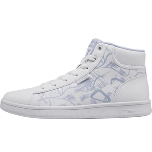 特步女鞋板鞋春季高帮鞋子女小白鞋官方旗舰店运动鞋女款空军一号