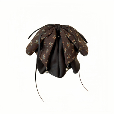 精致碎花缎面蝴蝶结发夹