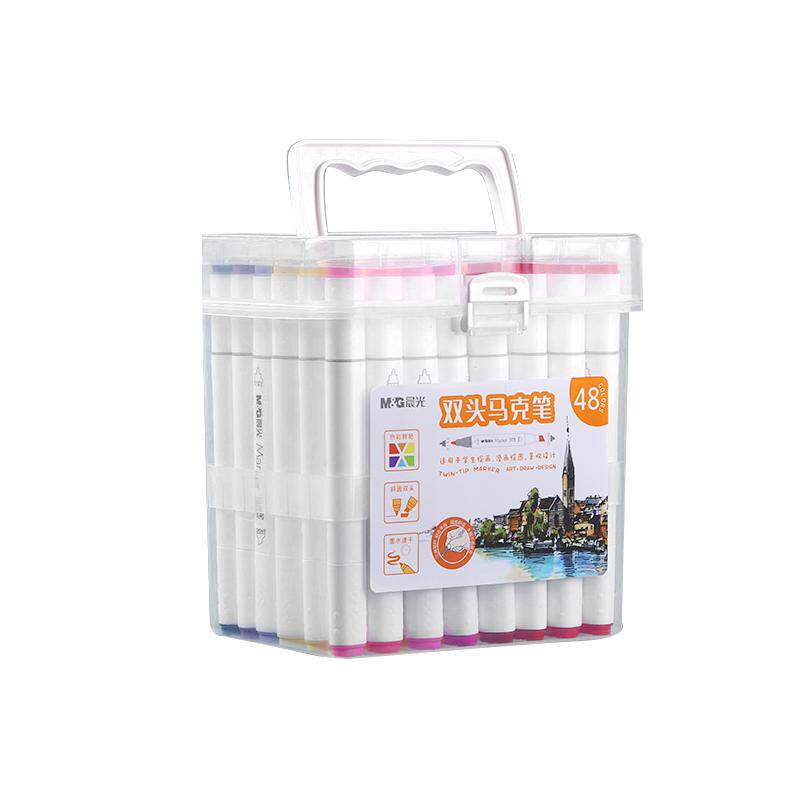 晨光48色油性马克笔60色双头彩笔儿童彩笔幼儿园小学生无毒画笔24色36色美术生可叠色记号笔儿童无毒彩色笔