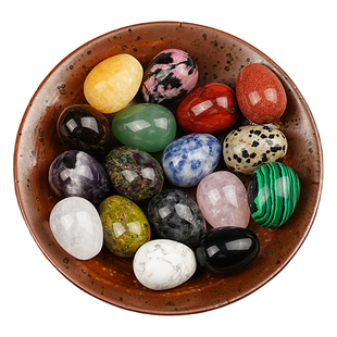 天然水晶滚石摆件鸡蛋形状玛瑙玉石原石儿童玩耍小石头手把玩件