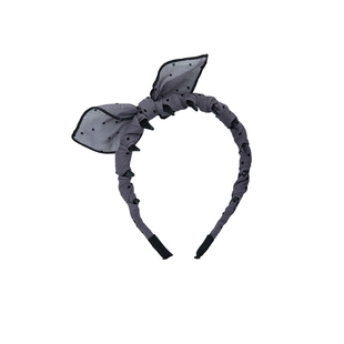 气质高级感亚麻波点兔耳朵发箍女可爱带齿倒梳头箍防滑洗脸碎发卡