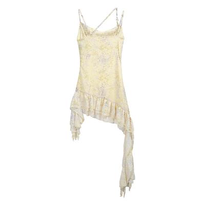 荷叶边下摆F1原创印花连衣裙