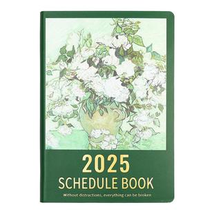 2026年日程本油画笔记本本子高颜值365天每日一页时间管理效率手册工作学习a5日历记事本月计划本封面可定制
