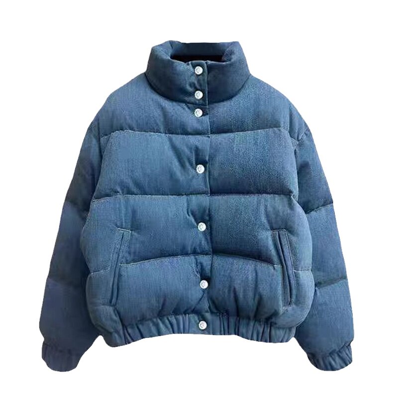 超柔加厚立领面包牛仔棉服外套