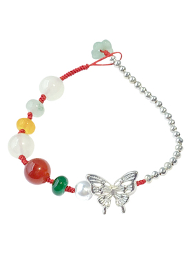 韶华~彩色串珠莲花编织红绳手链高颜值学生党手绳新中式精致手串