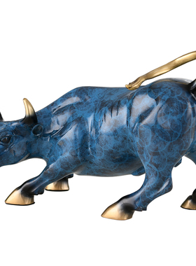 全铜招财华尔街牛办公室桌面