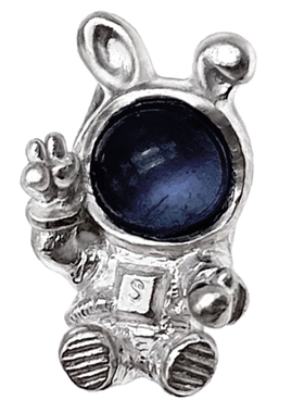 正品玉兔太空人银饰手工雕刻可爱