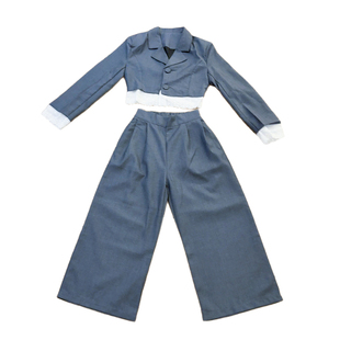 女童西装套装早秋2025女童韩系短款外套休闲西装阔腿裤洋气两件套