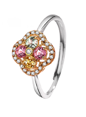 inlady925银碧玺轻奢戒指女