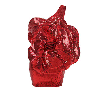 欧美性感新款单肩亮片包臀短裙立体玫瑰花小礼服party酒会裙子女