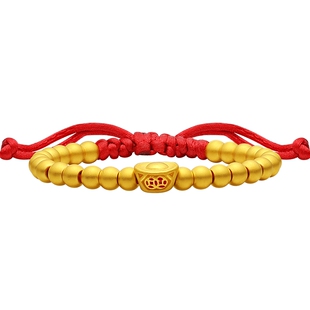 潮宏基好事发生聚财足金黄金手串金元宝3D硬金珐琅儿童宝宝礼物