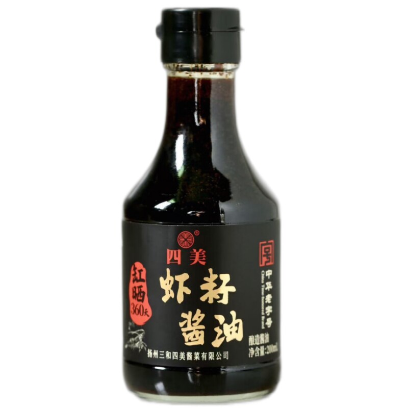 三和四美晒制特级虾籽酱油混沌干拌面阳春面炒菜调味200ml玻璃瓶
