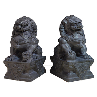石雕青石石狮子一对家用看门镇宅大门口庭院雕刻石头狮子摆件小号