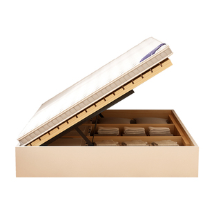 实木无床头榻榻米储物床家用单人双人床小户型加密床架气压高箱床