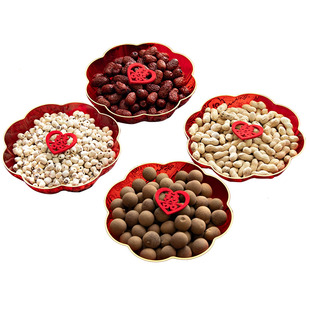 结婚果盘红色喜糖盘婚礼水果盘家用客厅茶几喜盘子婚庆用品大全