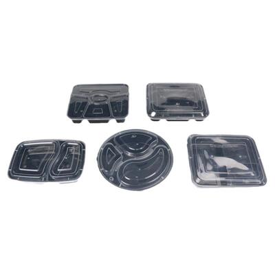 快餐饭盒美式黑色四格五格打包