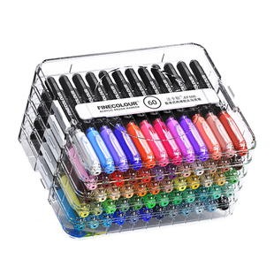 法卡勒直液式丙烯马克笔软头水彩笔画笔学生美术专用120色60色不透色可叠色笔芯无毒水性可洗玻璃笔涂色可擦