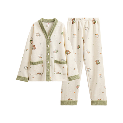 芬腾女士睡衣秋冬纯棉长袖套装