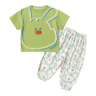 嘟嘟家儿童短袖套装夏季薄款T恤裤子女童夏装短t长裤儿童夏款童装