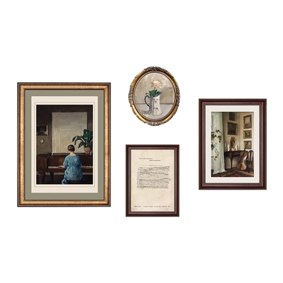 美式复古餐厅装饰画小众法式艺术