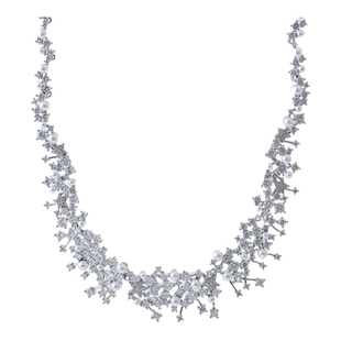 2025新款璀璨星云镶珍珠项链女欧美奢华冷淡风拼接满锆蝴蝶结颈链