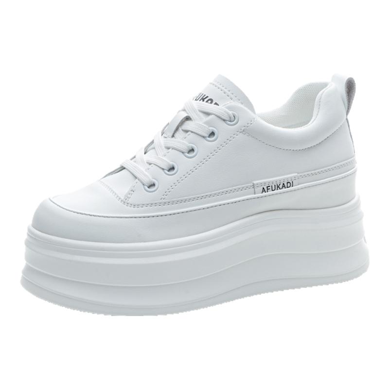 内增高小白鞋女2025新款秋季爆款百搭小个子运动真皮10cm厚底板鞋