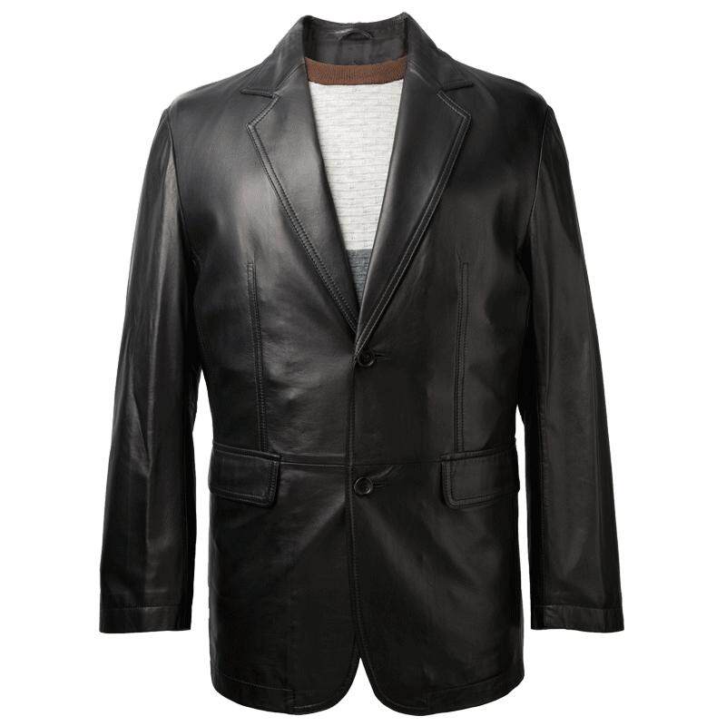Amurs/爱缪斯新款真皮西服皮衣中年商务休闲山羊皮男装外套