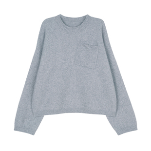 MRS Studios 浣熊绒温暖舒适斜口袋大表姐款宽袖慵懒针织衫大毛衣