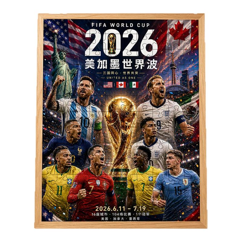 2026世界波足球拼图周边纪念相框/画框