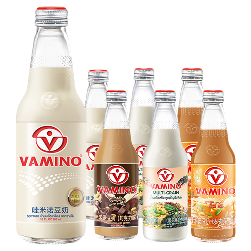 VAMINO哇米诺豆奶泰国饮料300ml*6瓶早餐植物蛋白奶豆浆玻璃瓶装