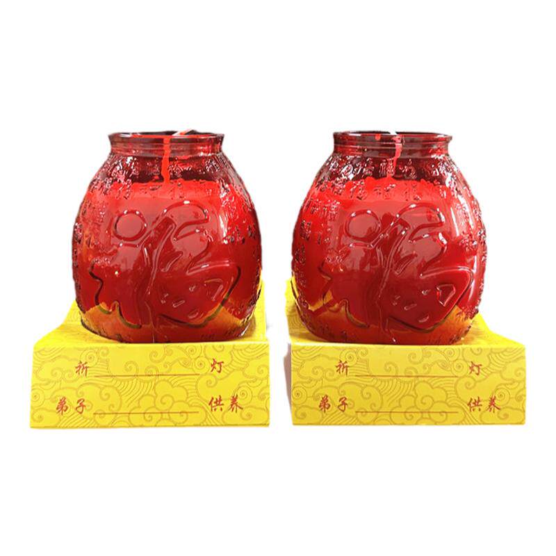 3天红色玻璃酥油灯供佛长明灯