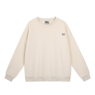 ulzzang小众美式复古卡通腊肠狗印花卫衣藏蓝色休闲爆款上衣秋冬