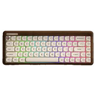 雷咖泽R68胡桃木客制化机械键盘三模无线68键木坨坨键盘豆腐键帽