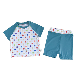 女童夏季泳衣婴幼儿彩色吊带裙包屁短裤分体套装男宝宝短袖游泳装