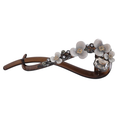 优雅水钻国风花朵扭扭夹