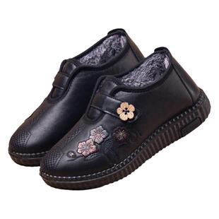 老人鞋女冬季中老年妈妈鞋老北京布鞋女软底防滑加绒保暖奶奶棉鞋