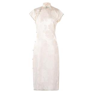 闲花栖语丨一城风絮丨民国风真丝透孔提花旗袍裙年轻短款日常