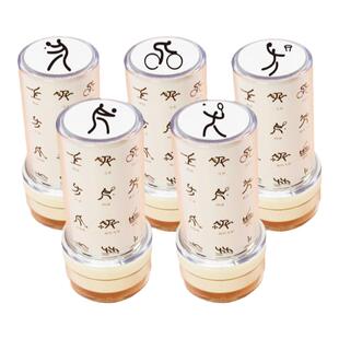 体育运动项目印章手账健身打卡高尔夫球羽毛球圆小学生足球绘画章