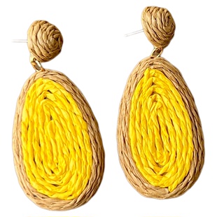 云南旅游波西米亚风耳环复古风格长款羽毛民族风黄色流苏气质耳饰