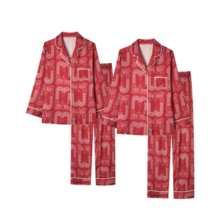 猫人情侣睡衣新婚结婚红色冰丝套装春秋季高级感本命年家居服礼盒