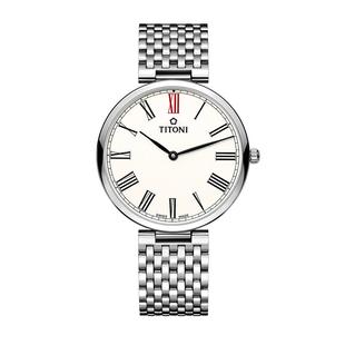【自营】Titoni梅花手表纤薄系列男表时尚轻奢精钢石英手表瑞士