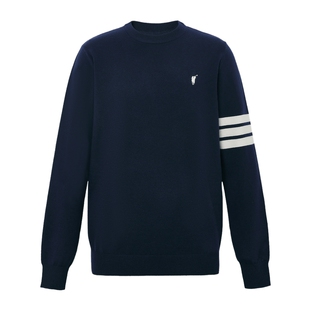 POLOWALK针织衫男式秋冬新款包芯纱圆领套头毛衣休闲针织打底上衣