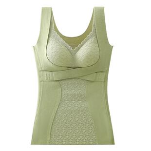 猫人带胸垫保暖内衣女士发热秋衣打底修身免穿文胸保暖背心女冬季