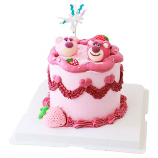 网红草莓熊棉花糖蛋糕装饰摆件独立小包装3d卡通动物软糖果商用