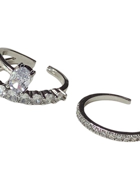 超闪微镶锆石开口戒指女ins简约高级感时尚精致冷淡风叠戴指环