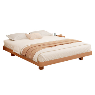 实木床双人床政府补贴悬浮床无床头排骨架榻榻米单人床架榫卯结构